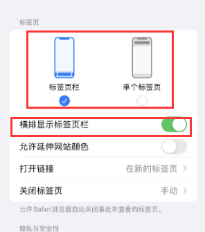 青龙iPhone授权维修分享Safari浏览器如何切换标签栏位置 